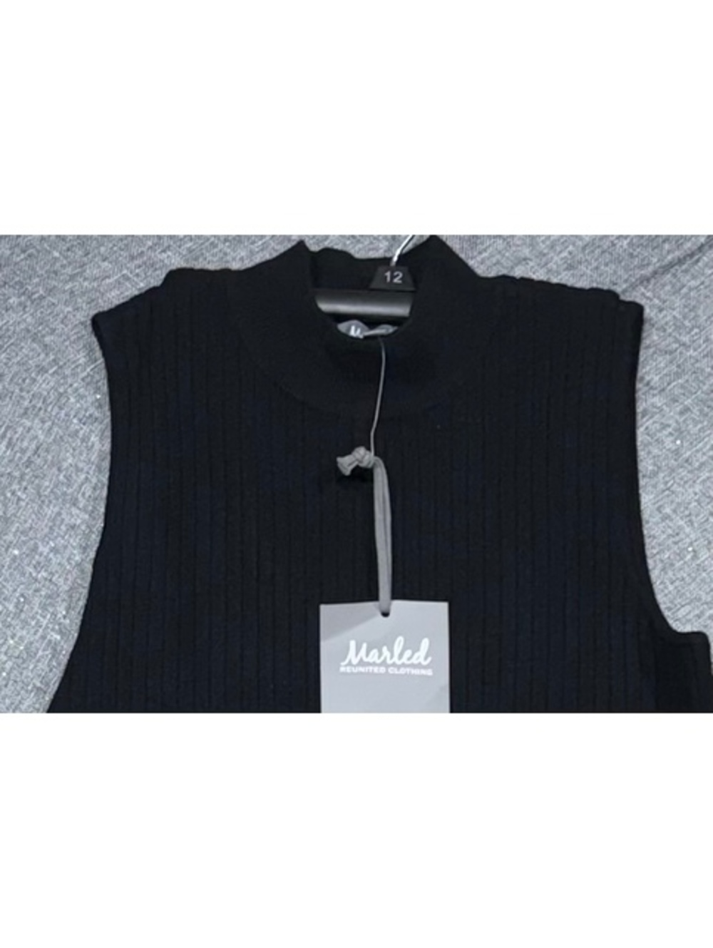 Marled Reunited Clothing Black Ribbed Sleeveless Mock Neck Top Size M
